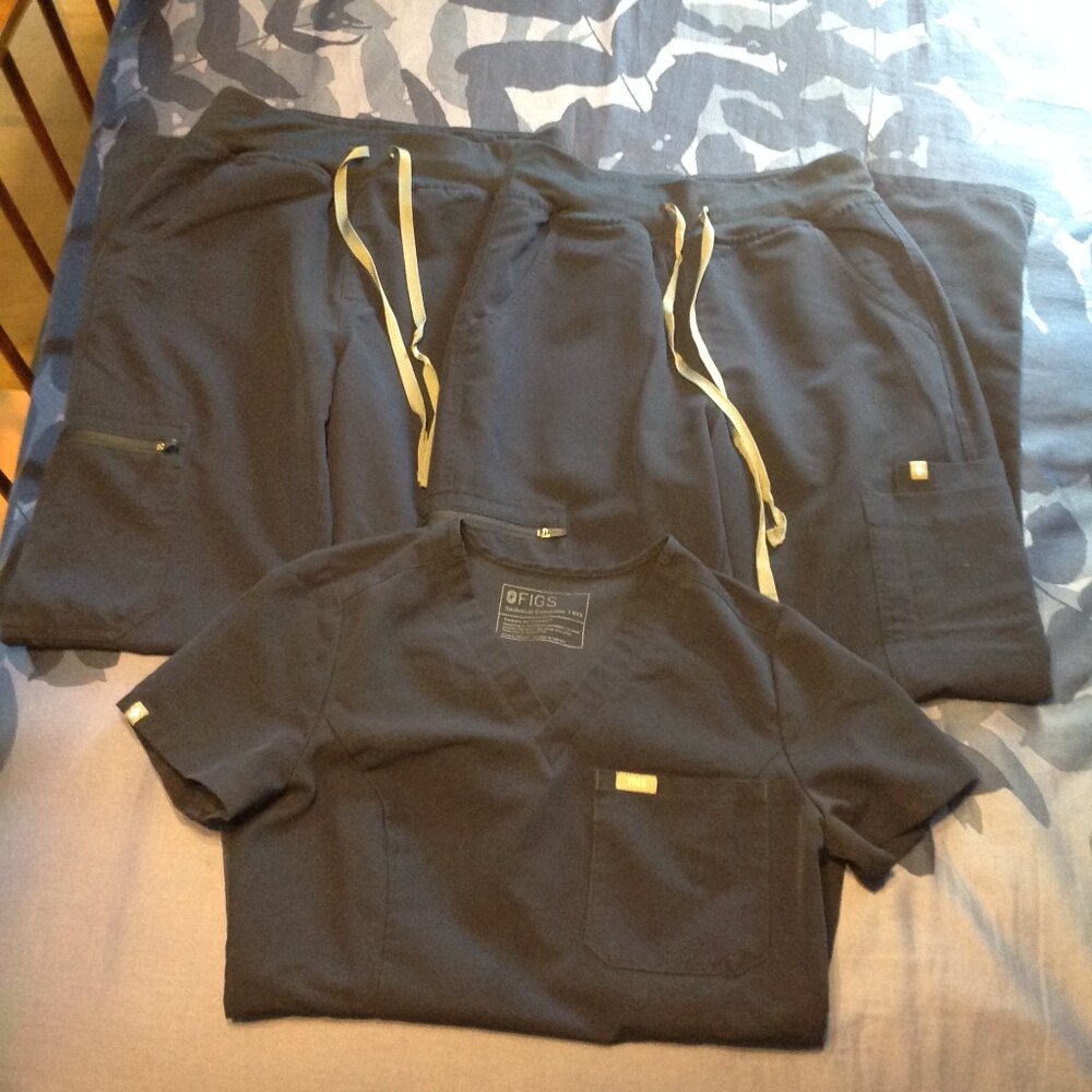 Figs Technical Collection Yola Scrubs Pants Set & Top Shirt Navy Blue XXS Lot